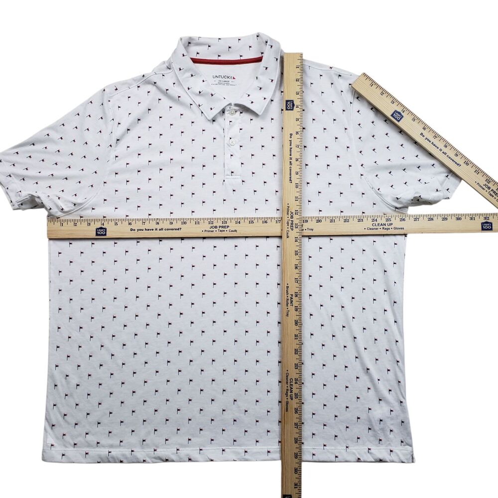 Untuckit Pourret Polo Shirt Mens XXL Nautical Flag AOP White Pima Cotton Golf - Picture 4 of 9